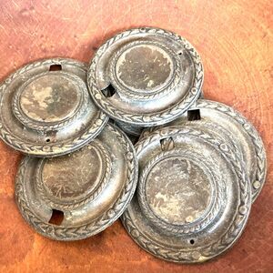 Antique Brass Hardware 6 Pcs Round Handle Back Plate Disc